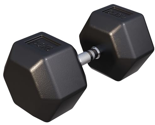 GORILLA SPORTS® Hexagon Kurzhanteln 2–50 kg, gummiert, mit oder ohne Ablage | Schwarze sechseckige Hanteln aus Gusseisen mit gerändeltem Chromgriff, rutschsicher und rollfest; Dumbbell, Krafttraining