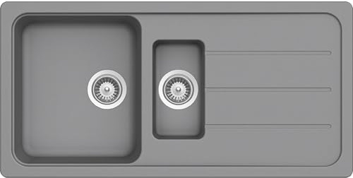 SCHOCK Küchenspüle Formhaus D-150L Croma 100x50 cm – CRISTALITE® mit zwei Becken und Abtropffläche – Einbauspüle ab 60 cm Unterschrank – Pflegeleichte, robuste Quarzkomposit-Oberfläche