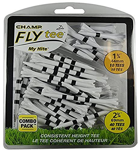 Champ My Hite Flytees – Golf-Tees – 40 x 69 mm und 10 x 44 mm, Schwarz/Weiß