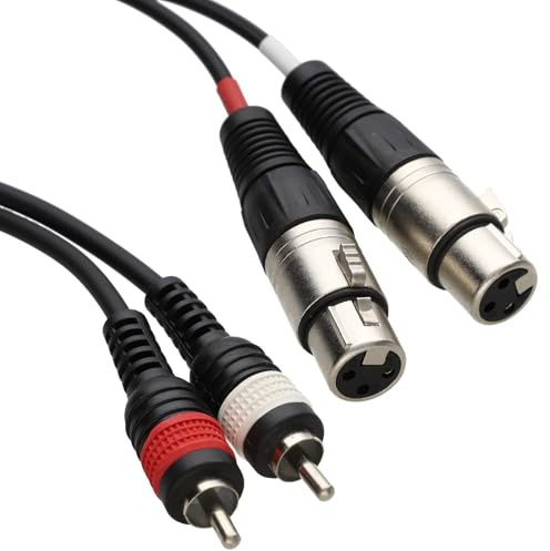 kenable Double XLR Femelles vers 2 x RCA Cinch Fiches l'audio câble 1,5 m [1.5 mètre]