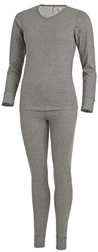 Medico Damen Thermounterwäsche Winterwäsche Skiunterwäsche Set Hellgrau Größe: XL