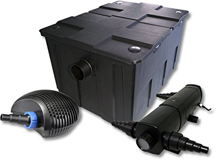 SunSun Komplettset: CBF-550 Teichfilter bis 60000 L Teichfilteranlage als Durchlauffilter, CTF-6000 SuperECO Teichpumpe 6000l/h 40W, CUV-218 Teichklärer UVC Klärer mit 18W