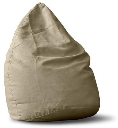 Lumaland Sitzsack Luxury 60x45cm | Microvelours Beanbag mit extra weichem & robustem Stoff | Für Erwachsene & Kinder| Ideal geeignet für Kinderzimmer | Sessel & Stuhl Bean Bag [Beige]