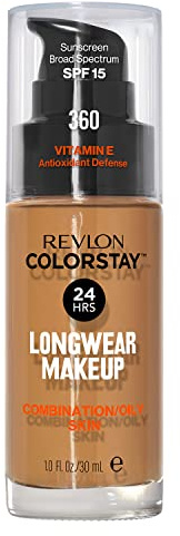 Revlon Colorstay Liquid Foundation Make-up für Mischhaut/fettige Haut LSF 15, Longwear Mittelvolle Deckkraft mit mattem Finish, Golden Caramel (360), 30 ml