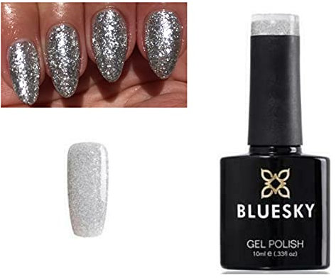 Bluesky Nail Gel Polish Silver Glitter Luxury Silver Chunky Glitter KD32 UV LED Soak Off