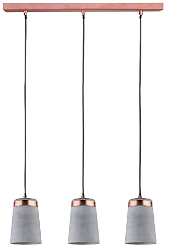 Paulmann 79626 Neordic Stig Pendelleuchte max. 3x20W Hängelampe für E27 Lampen Deckenlampe Grau/Kupfer matt 230V Beton/Metall ohne Leuchtmittel