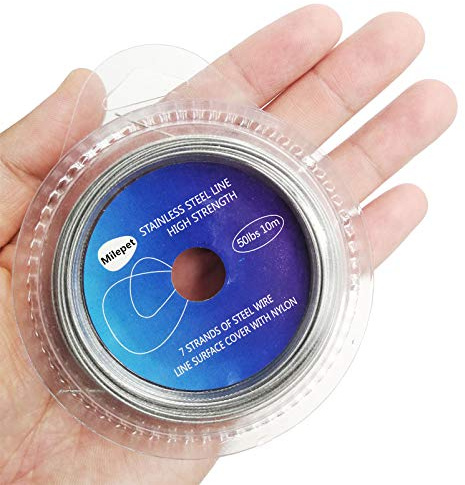 Silver Fishing Wire Line: 10LB-200LB Stainless Steel Fishing Leader Wire 10 Meter with 10pcs Crimps Sleeves (50LB)