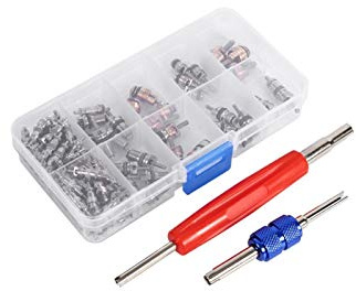 Qiilu Ventilkern, 102 stücke Sortiment A/C R134a / R12 Kältetechnik Reifen Ventilschaft Kerne Tool Kit