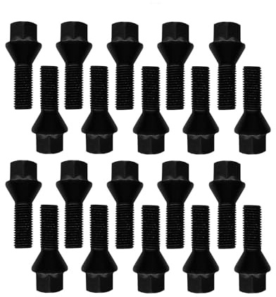 20 Radschrauben Radbolzen schwarz Kegelbund M12x1,25 28mm