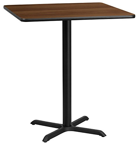 EMMA + OLIVER 36 Square Walnut Laminate Bar Table Top-30x30 Base