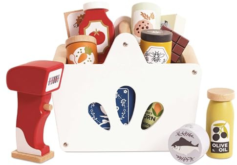 Le Toy Van Einkaufskorb- und Scanner-Lernspiel aus Holz, für Kinder ab 2 Jahren, 13 Zubehörteile inklusive, ökologisches Spiel, Montessori, hergestellt aus FSC