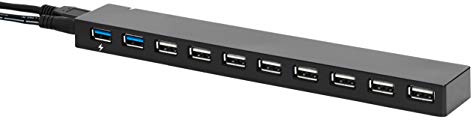 Amazon Basics USB 3.0 10-Port Hub with AC Adapter, 5Gbps Faster Data Transfer for Multiple Devices, Black