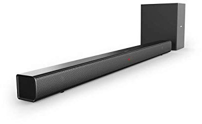 Philips Soundbar Bluetooth HTL1520B/12 - 70 Watt, Kabelloser Subwoofer, HDMI ARC, 3,5-mm-Audioeingang, Flaches Design - Schwarz