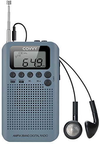 COVVY Radio Portable Mini Radio de Poche avec Haut-Parleur FM/AM Numérique Stéréo DSP Récepteur avec Réveil et Minuterie pour Maison et l'extérieur Marche Radio Personnel avec Ecouteurs