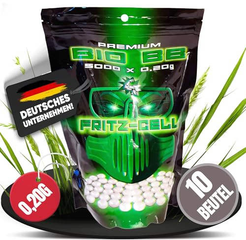 10 x Airsoft Softair Kugeln Fritz-Cell Premium Bio BBS 6 mm 0,20g Beutel 5000 Stück biologisch abbaubar