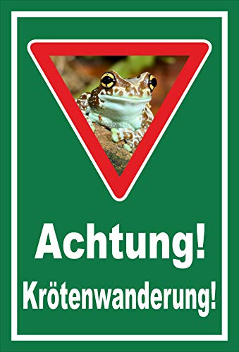 Melis-Folienwerkstatt Schild Achtung Krötenwanderung – 30x20 cm – 3mm Hartschaum – Bohrlöcher – mehrere Größen/Materialien