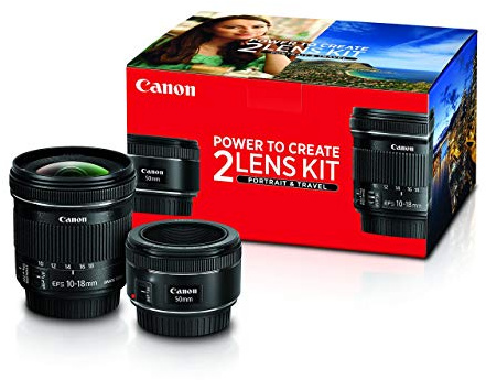 Canon Portrait and Travel Two Lens Kit with 50mm f/1.8 and 10-18mm Lenses (Renewed)