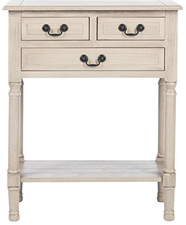 SAFAVIEH Home Collection – Primrose Greige Console Table with Three Drawers & Shelf, Classic Contemporary Storage Console, Compact Entryway Design (CNS5707D)