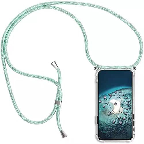HongMan Handykette Handyhülle für Samsung Galaxy S21 mit Band - Transparent Handy-Kette Handy Hülle mit Kordel zum Umhängen Handyanhänger Halsband Lanyard Case - Grün