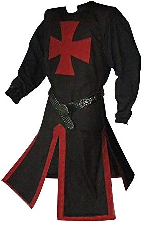 Feynman Mittelalter Ritter Kostüm Tempelritter Kreuzritter Wikinger Tunika Tempel Fasching Karneval LARP Cospaly Waffenrock - Herren Tempelritter edel