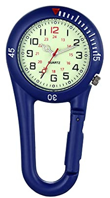 Avaner Taschenuhr mit Karabiner Digital Karabineruhr mit leuchtendes Zifferblatt, leuchtende Zeiger, Mattes Gehäuse Unisex FOB Analog Quarzwerk Rucksackschnalle Uhr für Klettern Sport
