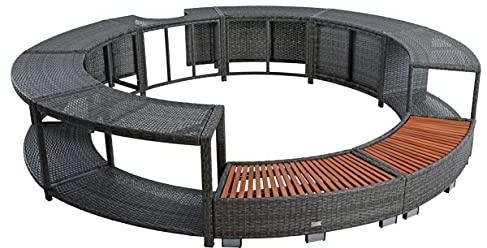 ESTEXO Poolumrandung Poolverkleidung Whirlpool Umrandung Polyrattan Verkleidung Einfassung Rund 200 cm (Anthrazit-Grau)