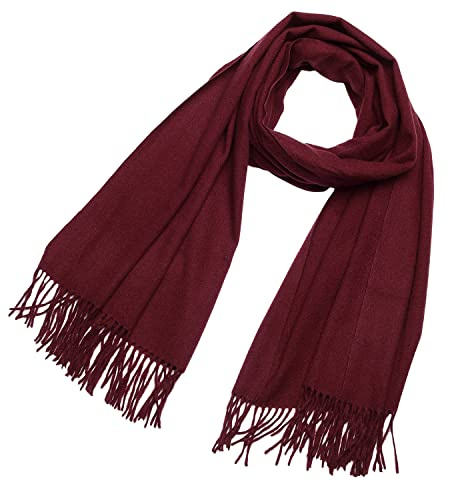 DonDon Schal Damen Winter Wollschal Winterschal groß und flauschig 200 x 70 cm - Dunkelrot
