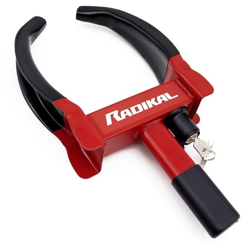 RADIKAL RK1001 Blocca Ruota Antifurto Auto Parcheggio, Blocco dei Pneumatici Roulotte Camper Rimorchio, Blocco immobilizzatore Estensibile in Acciaio, Protezione in PVC, Universale