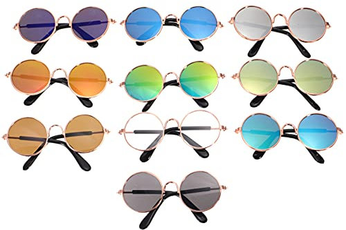 Haustierbrillen Katze Sonnenbrille Pet, 10 Stücke Katze Retro Sonnenbrille Runde Mode Hunde Katzen Runde Brillen katzen kostüme für Katzen Welpen Mittel Hund