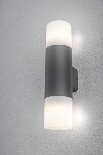 JungesLicht Gartenleuchte Corta IP44 Standleuchte Wandleuchte Steckdose E27 Rostfrei Aluminium 40cm 80cm UP/DOWN Grau Silber Außenleuchte Gartenlampe (Wandlampe UP/DOWN)