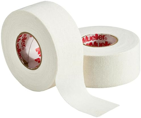 Mueller MTape Zinc Oxide Sports Tape – White – 2.5cm x 9.1m Roll – Cotton Athletic Strapping Tape for Support, Compression & Joint Immobilisation – Water Resistant – Sports Medicine & Physio Use