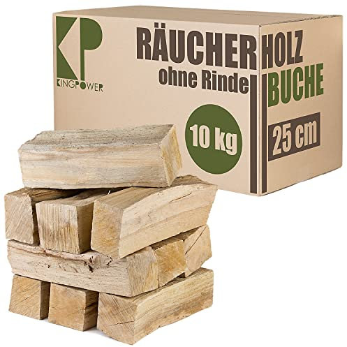 Buche Smoker Holz Räucherholz Brennholz 10-30 kg Buchenholz ohne Rinde 25 cm Kaminholz Smoke Feuerholz Kingpower Grillen Wood BBQ Rauch Raeuchern Smokewood, Menge :10 kg