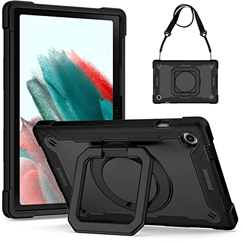 KATUMO Funda para Samsung Galaxy Tab A8 10.5 2021/2022 (SM-X200/X205/X207) Carcasa con 360° Rotación Soporte Protectora Irrompible Carcasa Cover Samsung Tab A8 10.5 Pulgada,Negro