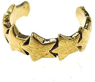 CHICNET Handgefertigte Ear Cuff Messing Ohrmanschette Boho Tribal Design, Dread Beads Perlen Sterne schmal Ohrring Fake Helix Piercing Damen Herren Ohrklemme gold antik