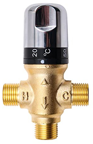 Hsthe Sea Acqua Miscelatore termostatico per Cartuccia Doccia Valvola miscelatrice per Tubo in Ottone Valvola miscelatrice per Il Controllo della Temperatura dell'Acqua