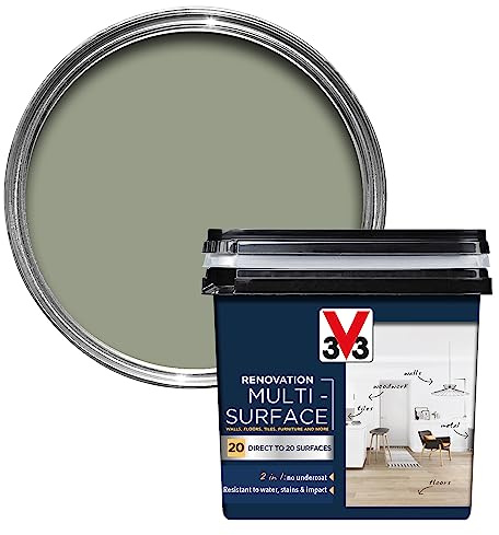 V33 Renovation Multi-Surface Paint, Khaki Green Satin, 750ml