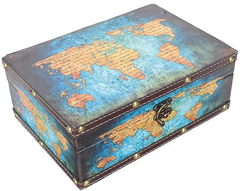 Garneck Kasten Piraten-schatztruhe Holzkarten-schatzkiste Holzkarte Piratentruhe Organizer Zur Aufbewahrung Von Kosmetika Schmuck Organizer Klar Kind Täglicher Gebrauch Eisen Retro-box