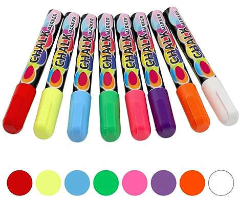 Matite a gesso per lavagna, lavabili, per finestre, 8 pennarelli a gesso per finestre, lavagne bianche, specchi, gessetti, matite da lavagna, pennarelli da finestra, colorati per bambini, disegno