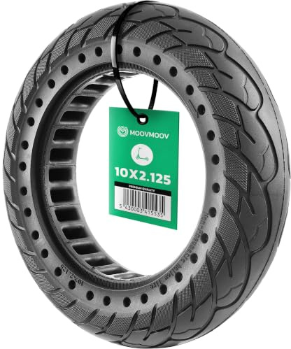 MOOVMOOV Pneu Plein 10x2.125 - Pour Trottinette Électrique Pure Air, SoFlow S06, Vivobike S2 & S3 Max, etc. - Pneu Anti-Crevaison 10x2.125 pouces