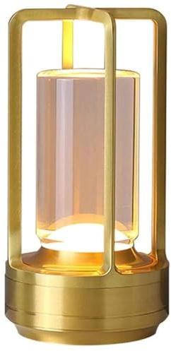 GIVOKE Crystal Lantern Table Lamp, 3 Colors Dimmable USB Rechargeable LED Lights Indoor Lighting Touch Control Mood Light Night Light (Gold)