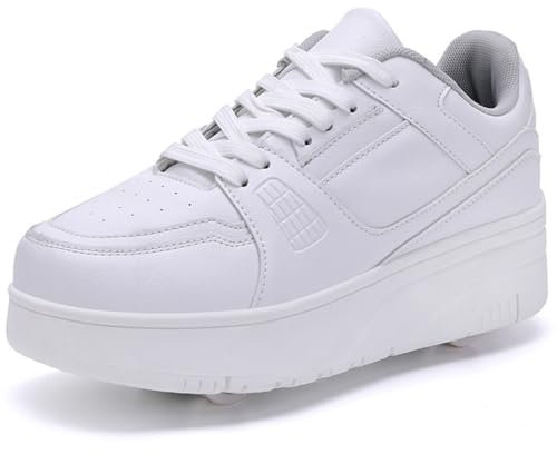 Kmrlofiy Schuhe mit Rollen für Jungen Mädchen Skateboardschuhe für Jungen Sportschuhe Outdoorschuhe Rollschuhe Kinder 2-in-1-Multifunktionsrollschuhe Sneakers (KBD-P14, 36EU)