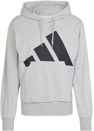 adidas herr Essentials Big Logo French Terry Hoodie Sweatshirt, Medium Grey Heather/Black, L
