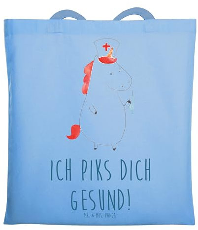 Mr. & Mrs. Panda Tasche Einhorn Krankenschwester - Geschenk, Strandtasche, Krankenpflegerin, Unicorn, Krankenhaus, Tote Bag, Krankenpfleger, Laptoptasche, Ärztin, Schultasche, Shopping, Tüte