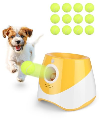 Rigshru Interactive Automatic Ball Launcher for Dogs - 12 Tennis Balls,BallLauncher for Medium & Small Dogs, Self-Throwing Machine,Dog Ball Thrower Launcher