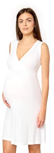 Merry Style Camisón premamá de Mujer para Dormir de Viscosa Combinación Interior para Mujeres Camisón Ligero Maternidad Transpirable y Amigable con la Piel MS10-467 (Blanco, M)
