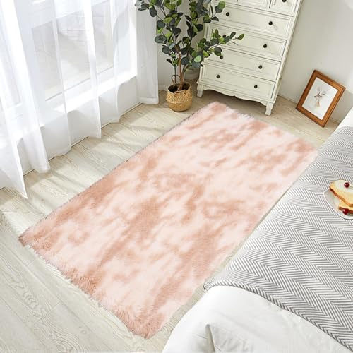 STGAO Hochflor Teppich 100 x 250 cm Waschbar Zottige Teppiche Felloptik für Modernes Wohnzimmer Schlafzimmer Baby Schlafsaal, Beige