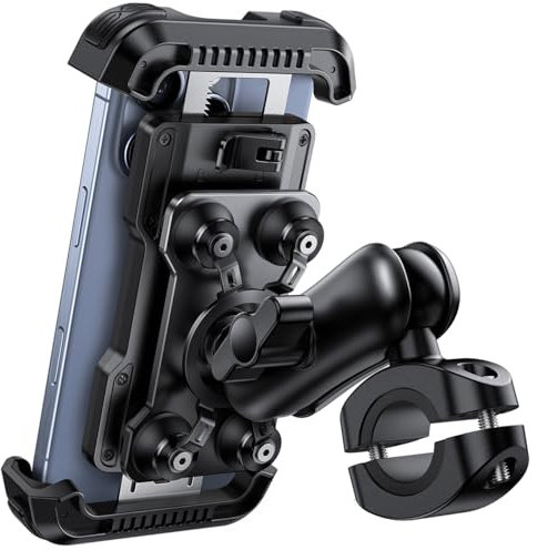 Lamicall Handyhalterung Motorrad, Handyhalter Fahrrad - [Metall-Verlängerungsarm] [Doppelt Vibrationsgedämpft] Handy Motorradhalterung Diebstahlsicher, 720° Drehbarer Lenker Halter für iPhone 17/16/15