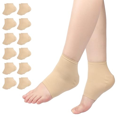 Segbeauty Fersensocken, 12 Paar Ferse Offene Zehensocken, Feuchtigkeitsspendende Spa Socken, Gel Socken, Weich Und Durchlüftet, für Trockene Harte Gerissene Haut (Hautfarbe)