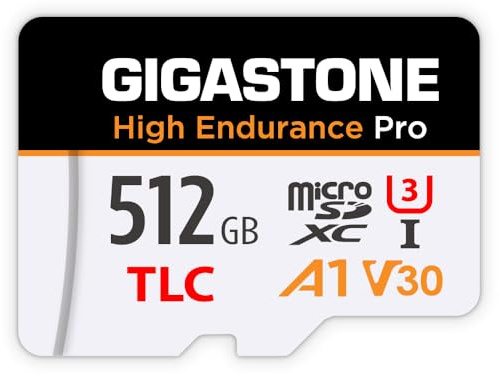 GIGASTONE 512GB Micro SD Karte, High Endurance Pro, bis zu 140/120 MB/s, kompatibel mit Redtiger Rove Vivofo Vantrueeo Arifayz Dashcam, UHS-I A1 V30 U3 TLC MicroSDXC