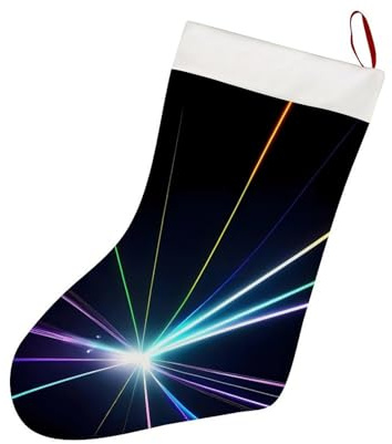 Laserlicht-Weihnachtsstrumpf, roter Filz, Weihnachtsstrümpfe mit weißer, superweicher Plüschmanschette für Weihnachtsbaum, Urlaub, Kamin, Familiendekoration